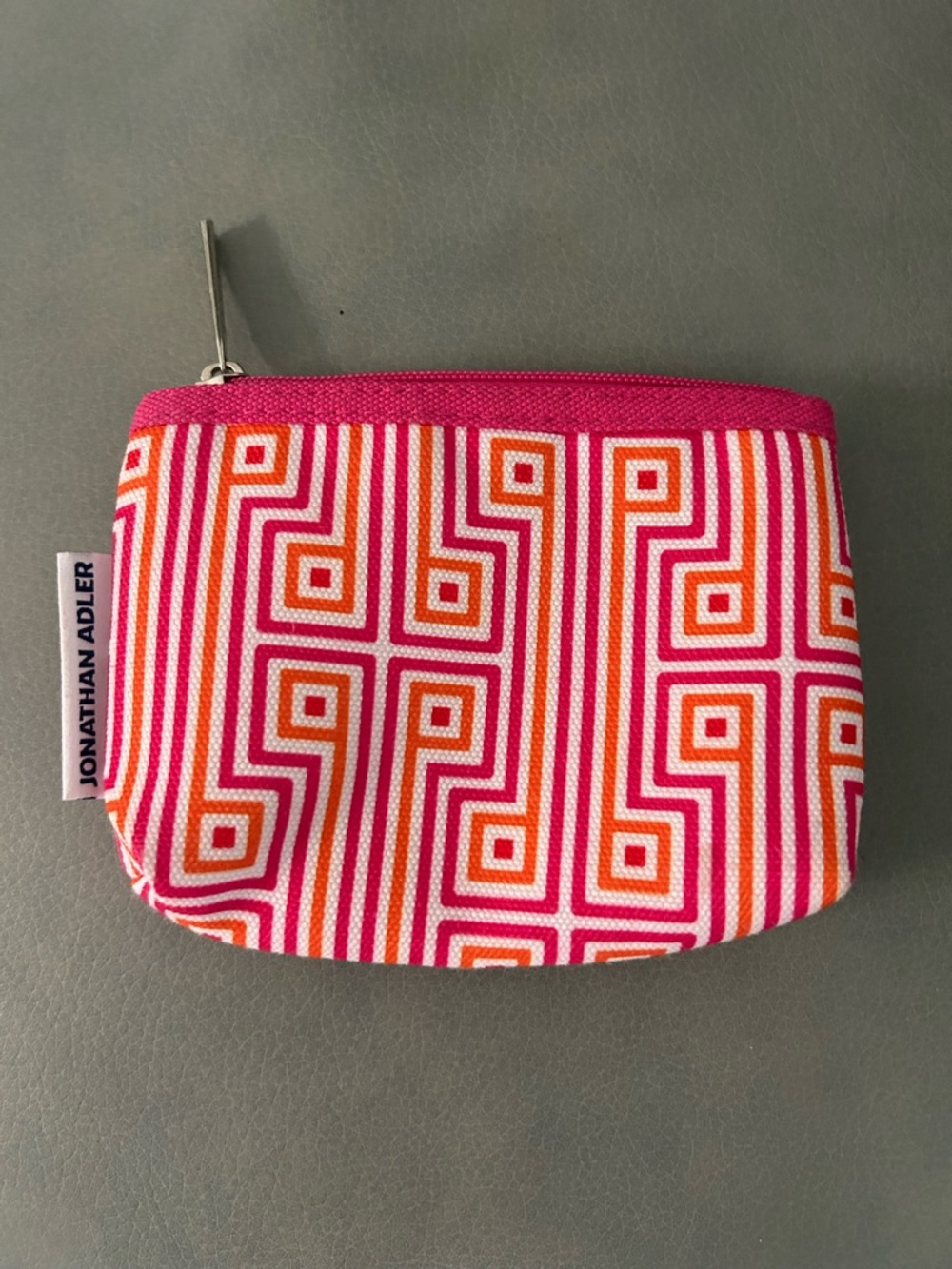 Jonathan Adler Hot Pink & Orange Geometric Pouch